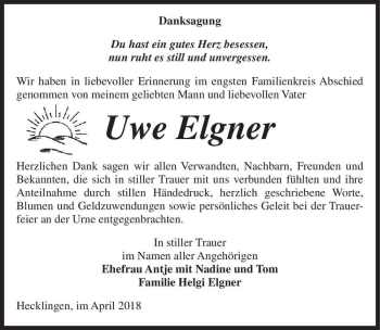 Traueranzeige von Uwe Elgner  von Magdeburger Volksstimme