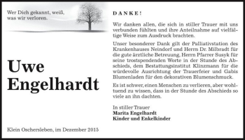 Traueranzeige von Uwe Engelhardt  von Magdeburger Volksstimme