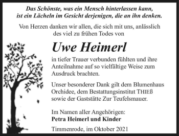 Traueranzeige von Uwe Heimerl  von Magdeburger Volksstimme