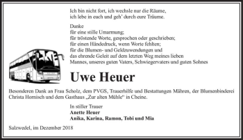 Traueranzeige von Uwe Heuer  von Magdeburger Volksstimme