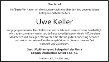 Traueranzeige von Uwe Keller  von Magdeburger Volksstimme