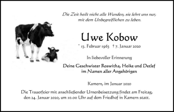 Traueranzeige von Uwe Kobow  von Magdeburger Volksstimme