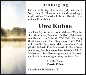 Traueranzeige von Uwe Kune  von Magdeburger Volksstimme