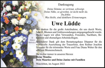 Traueranzeige von Uwe Lüdde  von Magdeburger Volksstimme