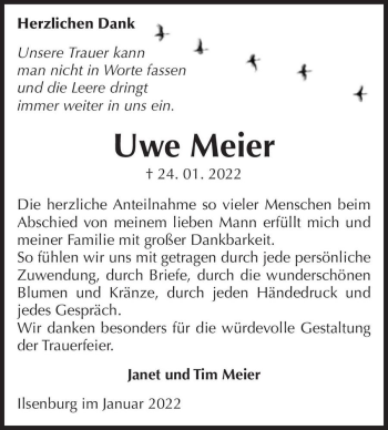 Traueranzeige von Uwe Meier  von Magdeburger Volksstimme