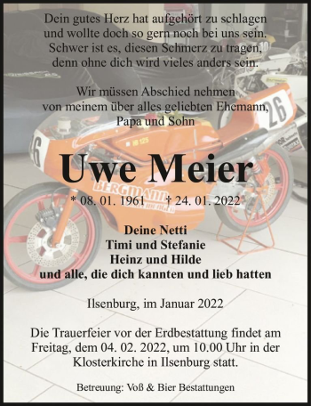 Traueranzeige von Uwe Meyer  von Magdeburger Volksstimme