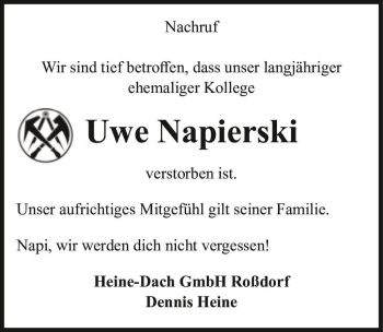 Traueranzeige von Uwe Napierski  von Magdeburger Volksstimme
