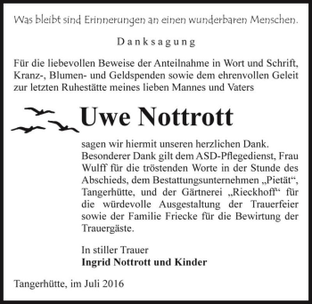 Traueranzeige von Uwe Nottrott  von Magdeburger Volksstimme