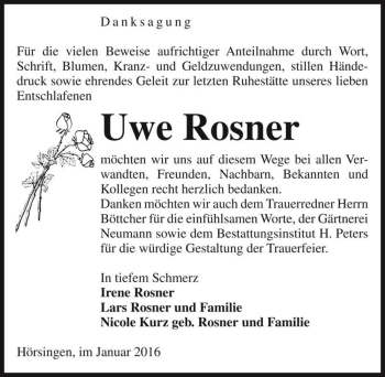 Traueranzeige von Uwe Rosner  von Magdeburger Volksstimme