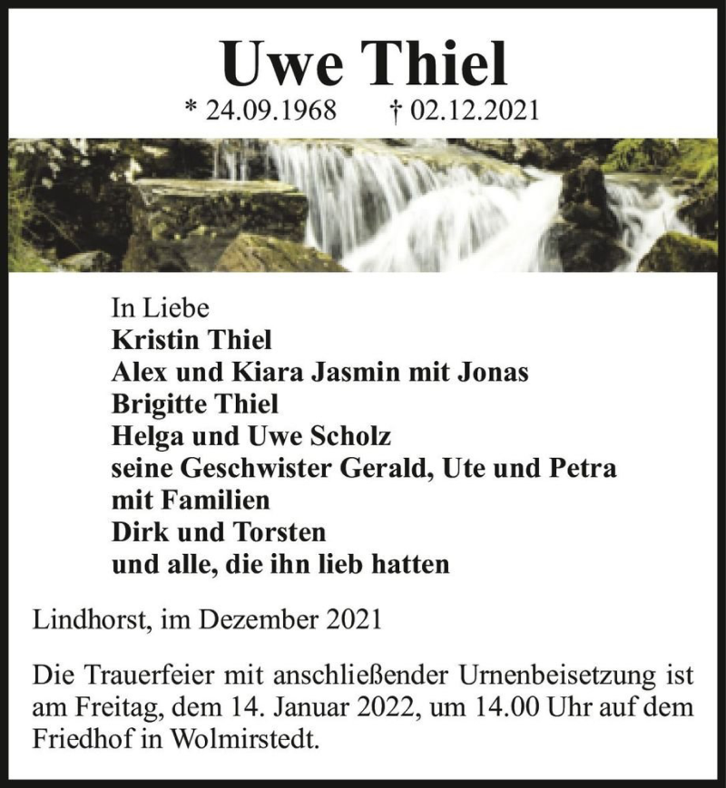  Traueranzeige für Uwe Thiel  vom 18.12.2021 aus Magdeburger Volksstimme