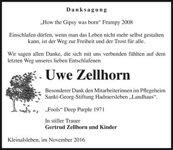 Traueranzeige von Uwe Zellhorn  von Magdeburger Volksstimme