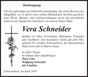 Traueranzeige von Vera Schneider  von Magdeburger Volksstimme