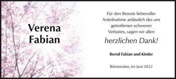 Traueranzeige von Verena Fabian  von Magdeburger Volksstimme