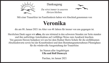 Traueranzeige von Veronika  von Magdeburger Volksstimme