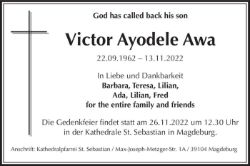 Traueranzeige von Victor Ayodele Awa  von Magdeburger Volksstimme