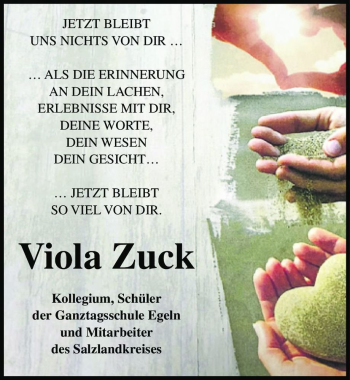 Traueranzeige von Viola Zuck  von Magdeburger Volksstimme
