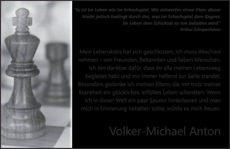 Traueranzeige für Volker-Michael Anton  vom 03.12.2021 aus Magdeburger Volksstimme