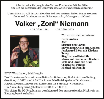 Traueranzeige von Volker 