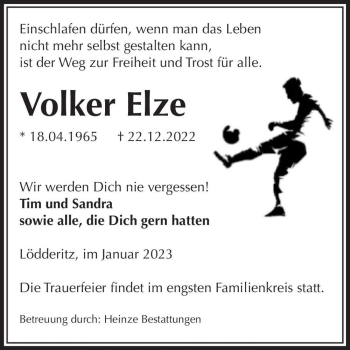 Traueranzeige von Volker Elze  von Magdeburger Volksstimme