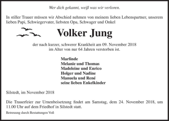 Traueranzeige von Volker Jung  von Magdeburger Volksstimme