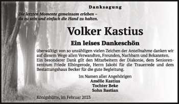 Traueranzeige von Volker Kastius  von Magdeburger Volksstimme