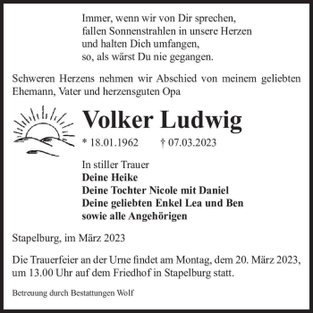 Traueranzeige von Volker Ludwig  von Magdeburger Volksstimme