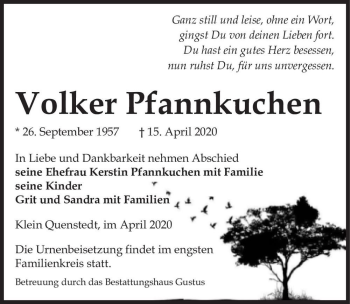 Traueranzeige von Volker Pfannkuchen  von Magdeburger Volksstimme