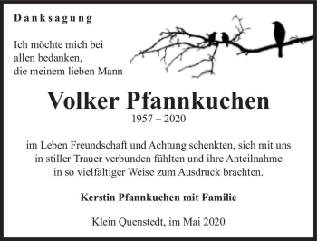 Traueranzeige von Volker Pfannkuchen  von Magdeburger Volksstimme