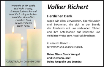 Traueranzeige von Volker Richert  von Magdeburger Volksstimme