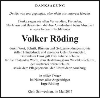 Traueranzeige von Volker Röding  von Magdeburger Volksstimme