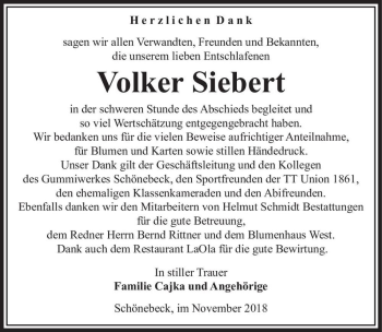 Traueranzeige von Volker Siebert  von Magdeburger Volksstimme