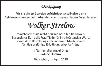 Traueranzeige von Volker Strehlow  von Magdeburger Volksstimme