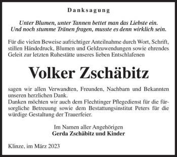 Traueranzeige von Volker Zschäbitz  von Magdeburger Volksstimme