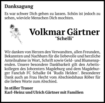 Traueranzeige von Volkmar Gärtner 