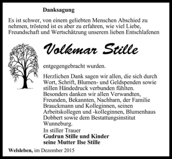 Traueranzeige von Volkmar Stille  von Magdeburger Volksstimme