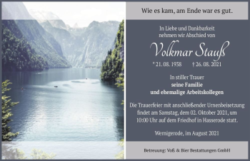 Traueranzeige von Volkmar Strauß  von Magdeburger Volksstimme