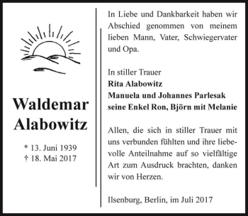 Traueranzeige von Waldemar Alabowitz  von Magdeburger Volksstimme