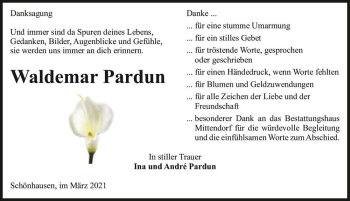 Traueranzeige von Waldemar Pardun  von Magdeburger Volksstimme