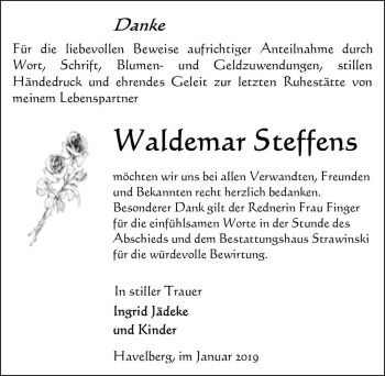 Traueranzeige von Waldemar Steffens  von Magdeburger Volksstimme