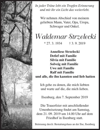 Traueranzeige von Waldemar Strzelecki  von Magdeburger Volksstimme