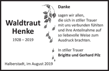 Traueranzeige von Waldtraut Henke  von Magdeburger Volksstimme