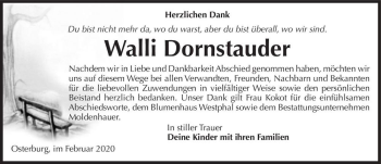 Traueranzeige von Walli Dornstauder  von Magdeburger Volksstimme
