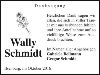 Traueranzeige von Wally Schmidt  von Magdeburger Volksstimme