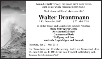 Traueranzeige von Walter Drontmann  von Magdeburger Volksstimme