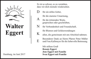 Traueranzeige von Walter Eggert  von Magdeburger Volksstimme
