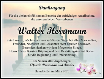 Traueranzeige von Walter Herrmann  von Magdeburger Volksstimme