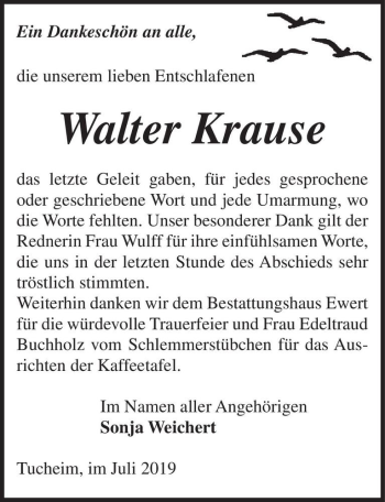 Traueranzeige von Walter Krause  von Magdeburger Volksstimme