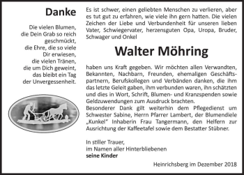 Traueranzeige von Walter Möhring  von Magdeburger Volksstimme