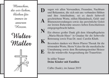 Traueranzeige von Walter Müller  von Magdeburger Volksstimme