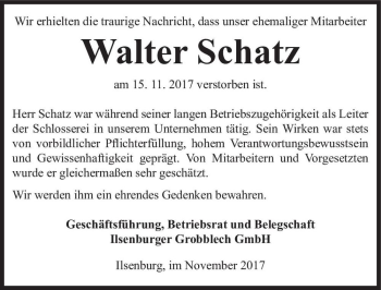 Traueranzeige von Walter Schatz  von Magdeburger Volksstimme